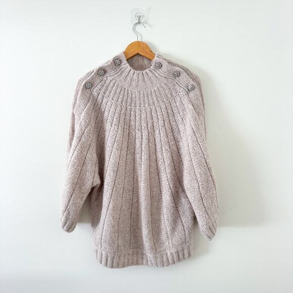 Ba&sh Rhinestone Embellished Button Shoulder Sweater Cream 2 - Picture 2 of 10